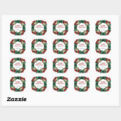 Waterverf Winter Floral Wreath Merry Kerstmis Vierkante Sticker (Vel)
