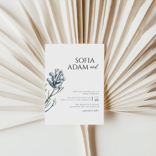 Waterverf Winter Floralr Trouwfeest Kaart