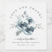 Waterverf Winter Florals Dank u Namen Bruiloft Wijn Etiket (Enkel label)
