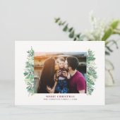 Waterverf Winter Foliage Christmas Family Letter Feestdagenkaart (Staand voorkant)