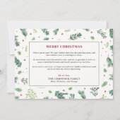 Waterverf Winter Foliage Christmas Family Letter Feestdagenkaart (Achterkant)