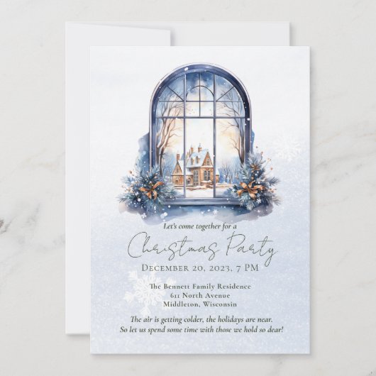 Waterverf Winter Foliage Pine Uitzicht Arch Christ Kaart (Voorkant)