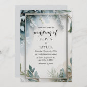 Waterverf Winter Foliage Wedding Kaart (Voorkant / Achterkant)