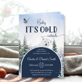 Waterverf Winter Forest Beer & Uil Baby shower