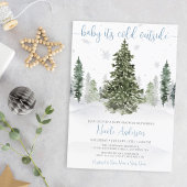 Waterverf Winter Forest Blue Baby shower Kaart