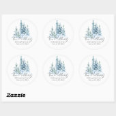 Waterverf Winter Forest Classic Round Sticker (Vel)