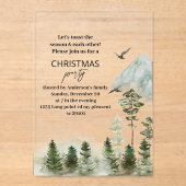 waterverf Winter Forest Deer Kerstfeest | Acryl Uitnodigingen (Voorkant)