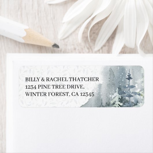 Waterverf Winter Forest Elegant Etiket (Insitu)