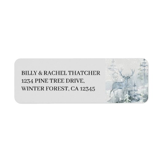 Waterverf Winter Forest en STAG Address Label (Voorkant)