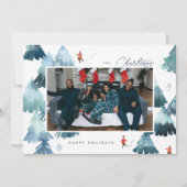 Waterverf Winter Forest Flat Holiday Kaart (Voorkant)