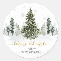 Waterverf Winter Forest Gold Baby shower