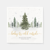Waterverf Winter Forest Gold Baby shower Servet (Voorkant)