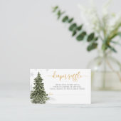 Waterverf Winter Forest Gouden Luier Raffle Ticket Informatiekaartje (Staand voorkant)