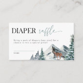 Waterverf Winter Forest Luier Raffle Baby shower Informatiekaartje (Voorkant)
