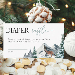 Waterverf Winter Forest Luier Raffle Baby shower Informatiekaartje