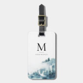 Waterverf Winter Forest Monogram Bagagelabel (Voorkant verticaal)