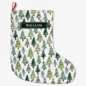 Waterverf Winter Forest Personalized  Grote Kerstsok (Voorkant)