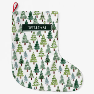 Waterverf Winter Forest Personalized  Grote Kerstsok