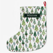 Waterverf Winter Forest Personalized  Grote Kerstsok (Achterkant)
