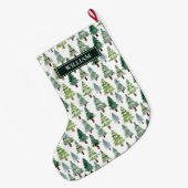 Waterverf Winter Forest Personalized  Grote Kerstsok (Achterkant (Hangend))