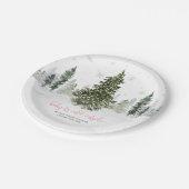 Waterverf Winter Forest Pink Baby shower Papieren Bordje (Gekanteld)