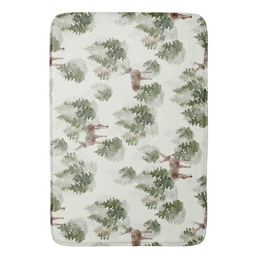 Waterverf Winter Forest Seamless Pattern Badmat (Voorkant Verticaal)