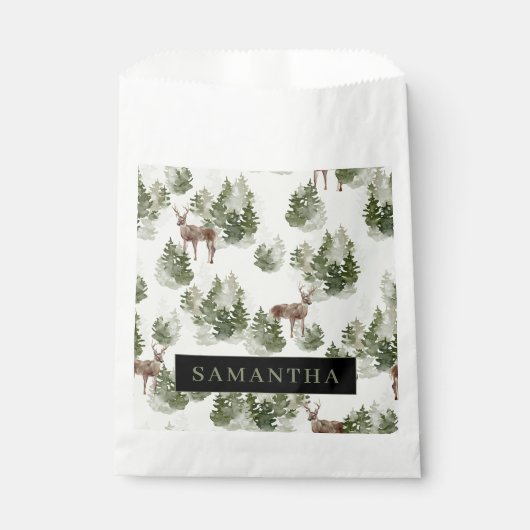 Waterverf Winter Forest Seamless Pattern Bedankzakje (Voorkant)