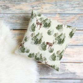 Waterverf Winter Forest Seamless Pattern Buitenkussen