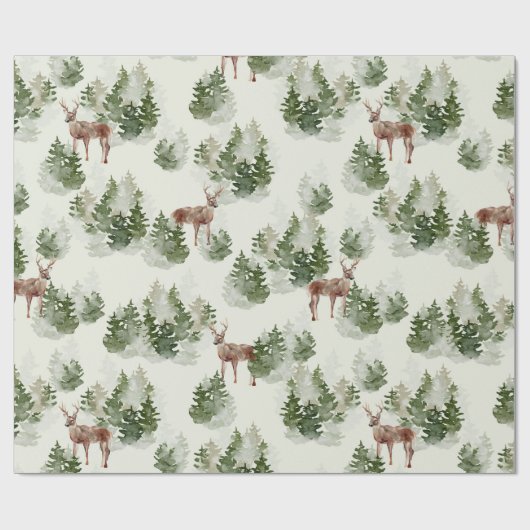 Waterverf Winter Forest Seamless Pattern Cadeaupapier (Vlak)