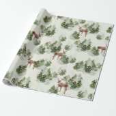 Waterverf Winter Forest Seamless Pattern Cadeaupapier (Uitgerold)