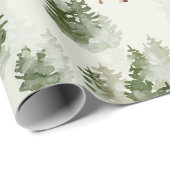 Waterverf Winter Forest Seamless Pattern Cadeaupapier (Rol Hoek)