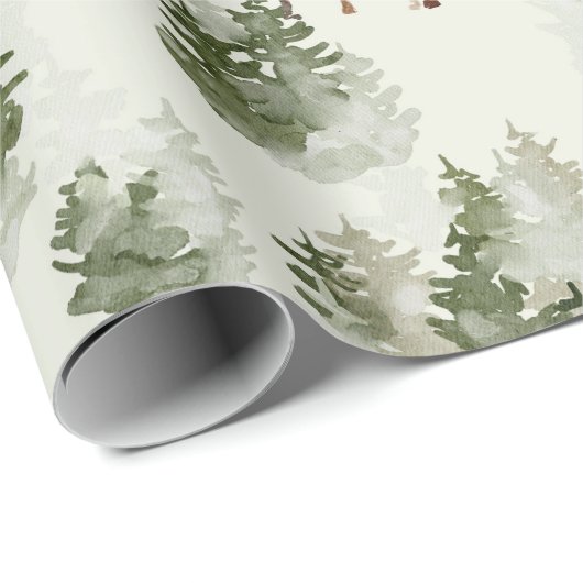 Waterverf Winter Forest Seamless Pattern Cadeaupapier (Rol Hoek)