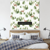Waterverf Winter Forest Seamless Pattern Canvas Afdruk (Insitu (Slaapkamer))