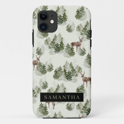Waterverf Winter Forest Seamless Pattern Case-Mate iPhone Case (Achterkant)