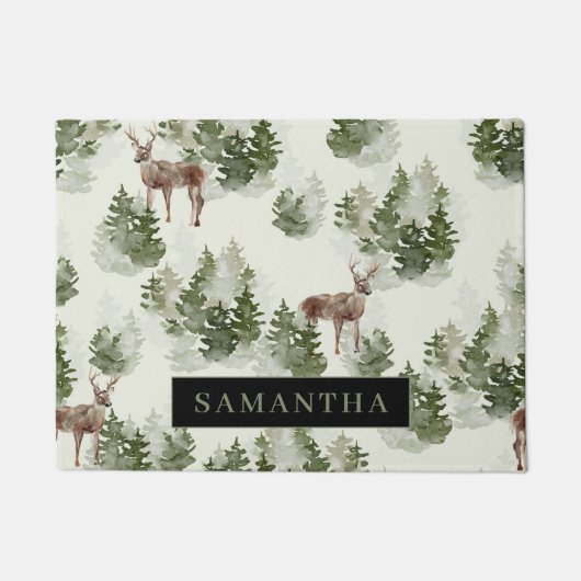 Waterverf Winter Forest Seamless Pattern Deurmat (Voorkant)