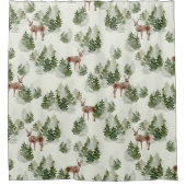 Waterverf Winter Forest Seamless Pattern Douchegordijn (Voorkant)