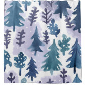 Waterverf Winter Forest Seamless Pattern Douchegordijn (Voorkant)