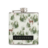 Waterverf Winter Forest Seamless Pattern Heupfles (Voorkant)