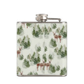 Waterverf Winter Forest Seamless Pattern Heupfles (Achterkant)