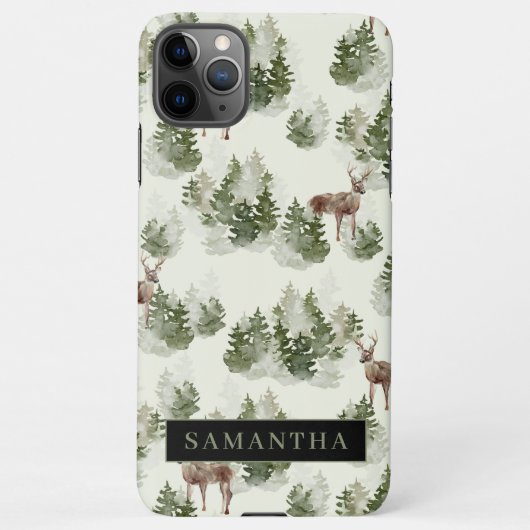 Waterverf Winter Forest Seamless Pattern iPhone Hoesje (Achterkant)