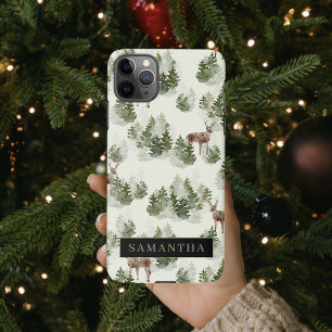 Waterverf Winter Forest Seamless Pattern iPhone 11Pro Max Hoesje