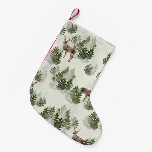 Waterverf Winter Forest Seamless Pattern Kleine Kerstsok (Voorkant (Hangend))