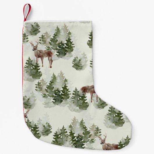 Waterverf Winter Forest Seamless Pattern Kleine Kerstsok (Voorkant)