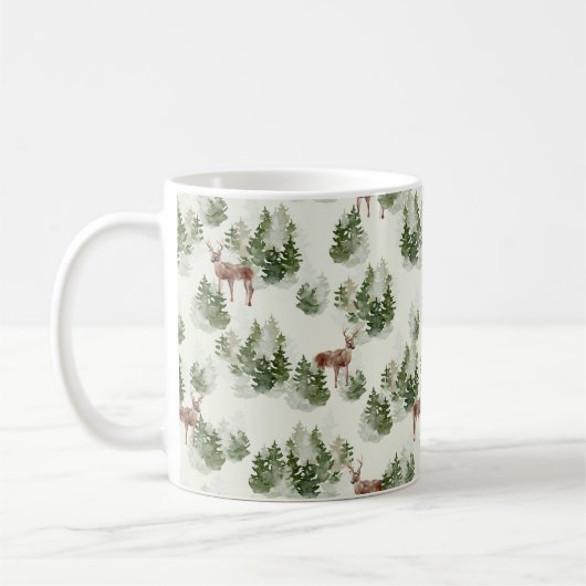 Waterverf Winter Forest Seamless Pattern Koffiemok (Links)
