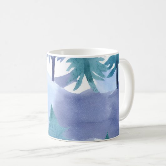 Waterverf Winter Forest Seamless Pattern Koffiemok (Voorkant rechts)