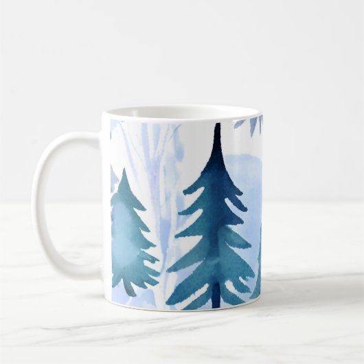 Waterverf Winter Forest Seamless Pattern Koffiemok (Links)