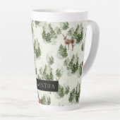 Waterverf Winter Forest Seamless Pattern Latte Mok (Rechterhoek)
