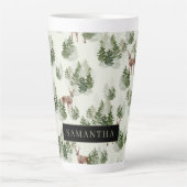 Waterverf Winter Forest Seamless Pattern Latte Mok (Voorkant)