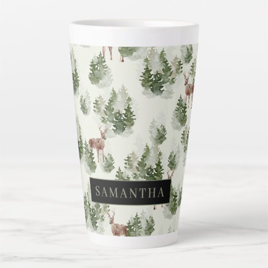 Waterverf Winter Forest Seamless Pattern Latte Mok (Voorkant)