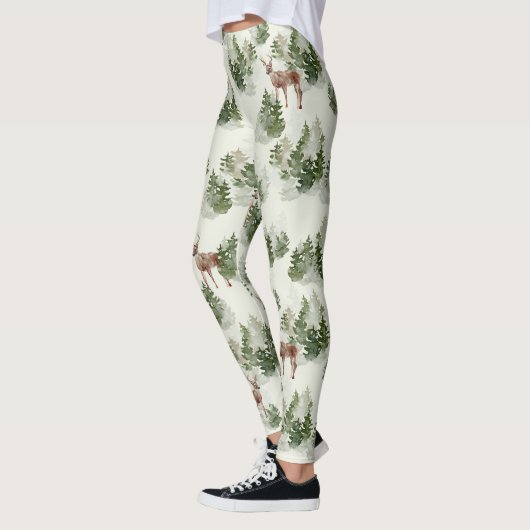 Waterverf Winter Forest Seamless Pattern Leggings (Links)